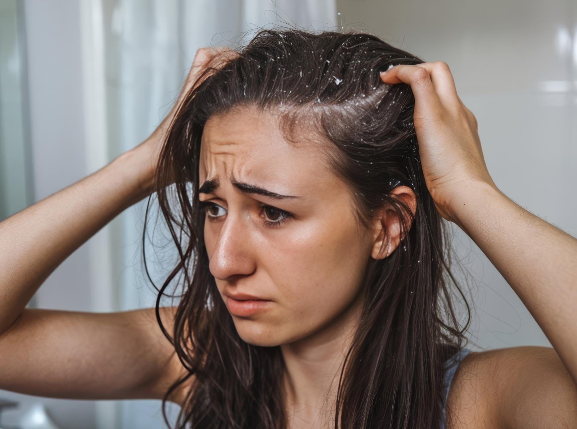 Dry scalp detail, the kind of dryness R&DETAIL®'s gentle, sulphate-free Skin Caring Shampoo is formulated to address.