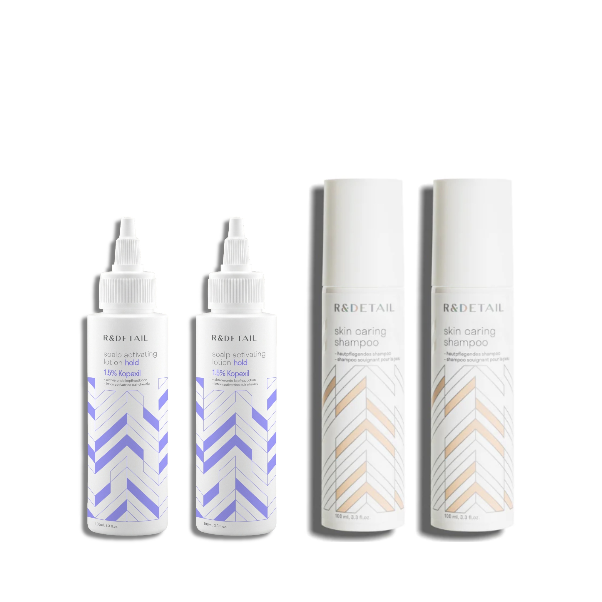 R&DETAIL® Scalp Activation Hold 6-Month Set: 2x Activating Lotion Hold 100ml & 2x Shampoo 100ml